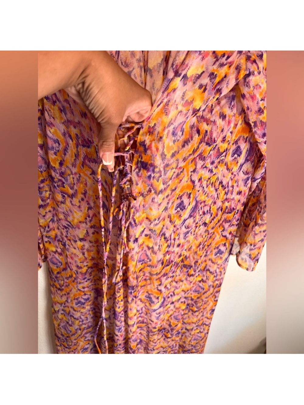 Savage x Fenty Floor Length Back Crisscross Tie Sheer Mesh Robe Size Xl/1X - Picture 7 of 10